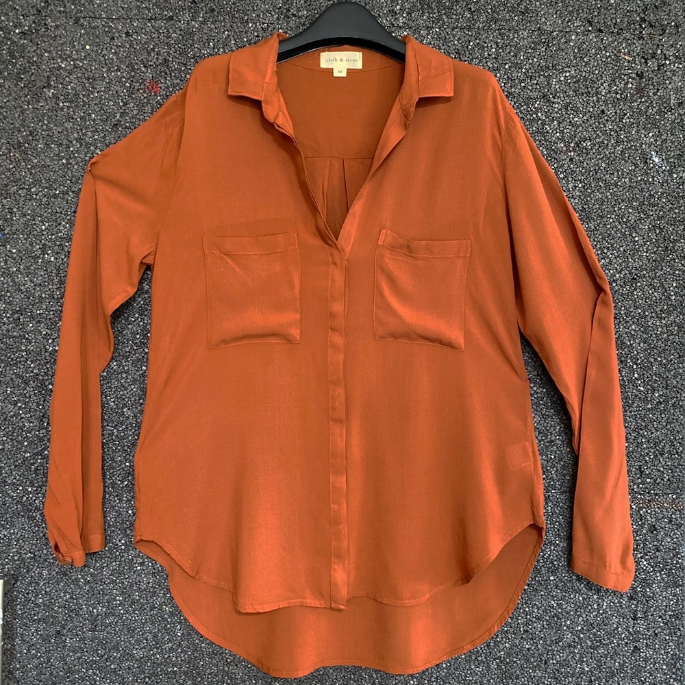Cloth and Stone Button Down Tunic in Rust M